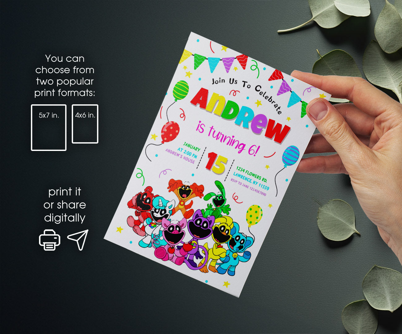 Smiling Critters customizable invitation template | Share or Print | EU306