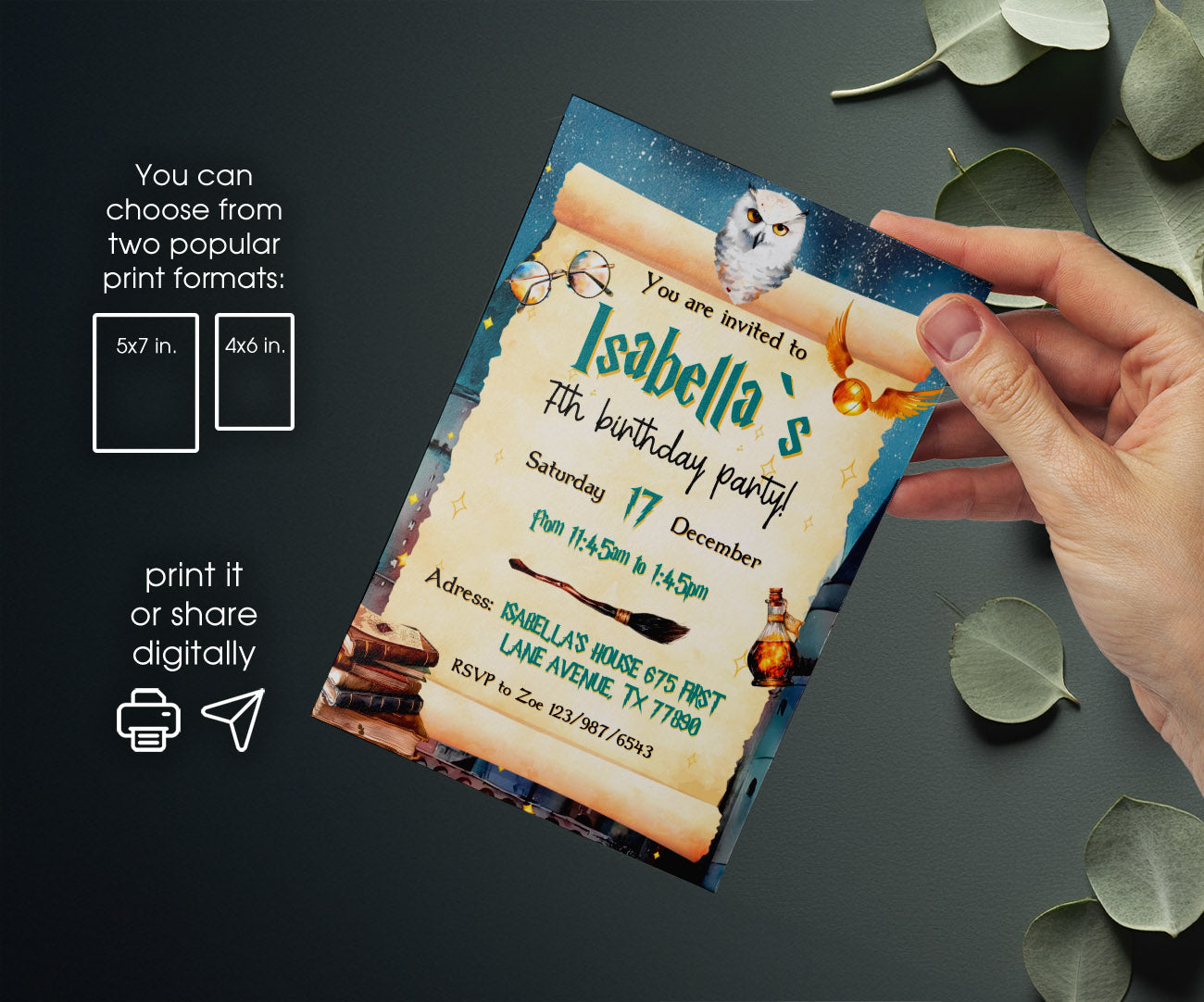 Harry Potter customizable invitation template | Share or Print | IT226