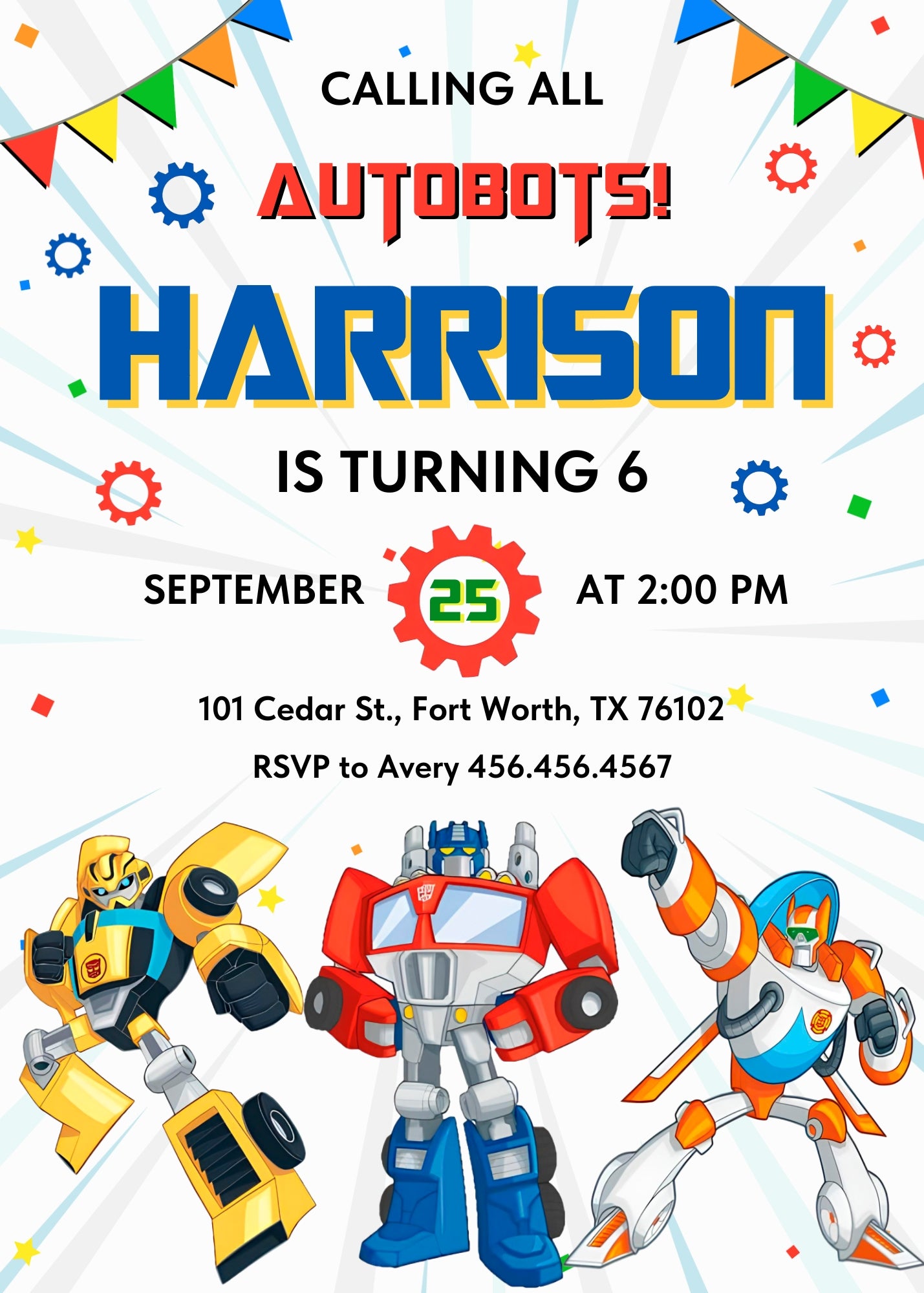 Transformers Rescue Bots customizable invitation template | Share or Print | boy | BQ964