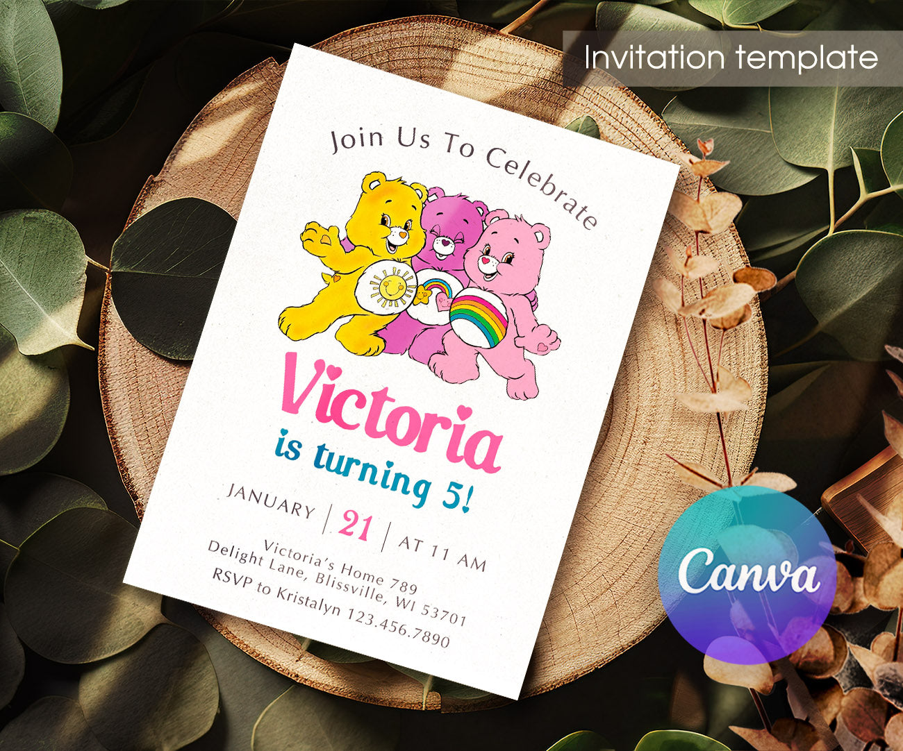 Care Bears customizable invitation template | Share or Print | UO262