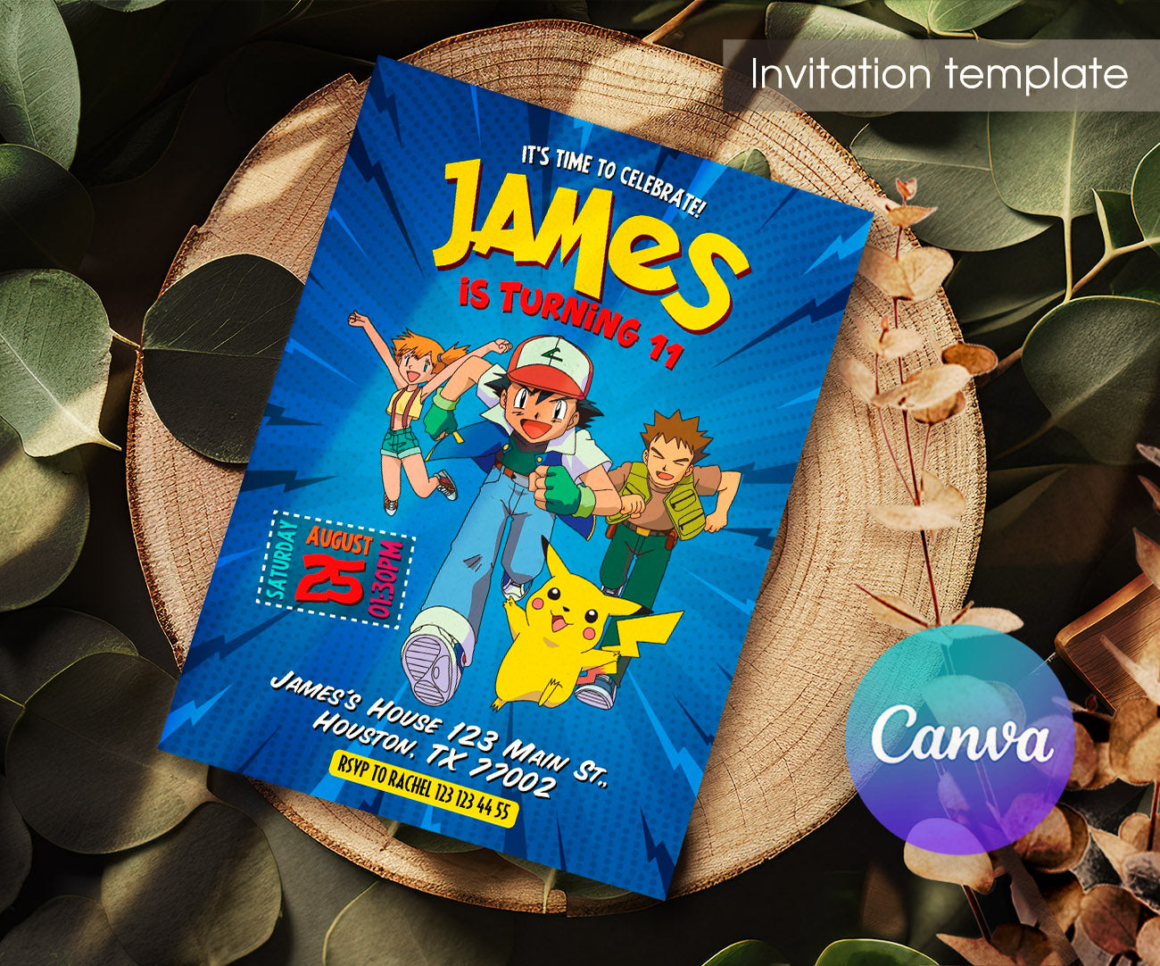 Pokemon Pikachu customizable invitation template | Share or Print | YE960