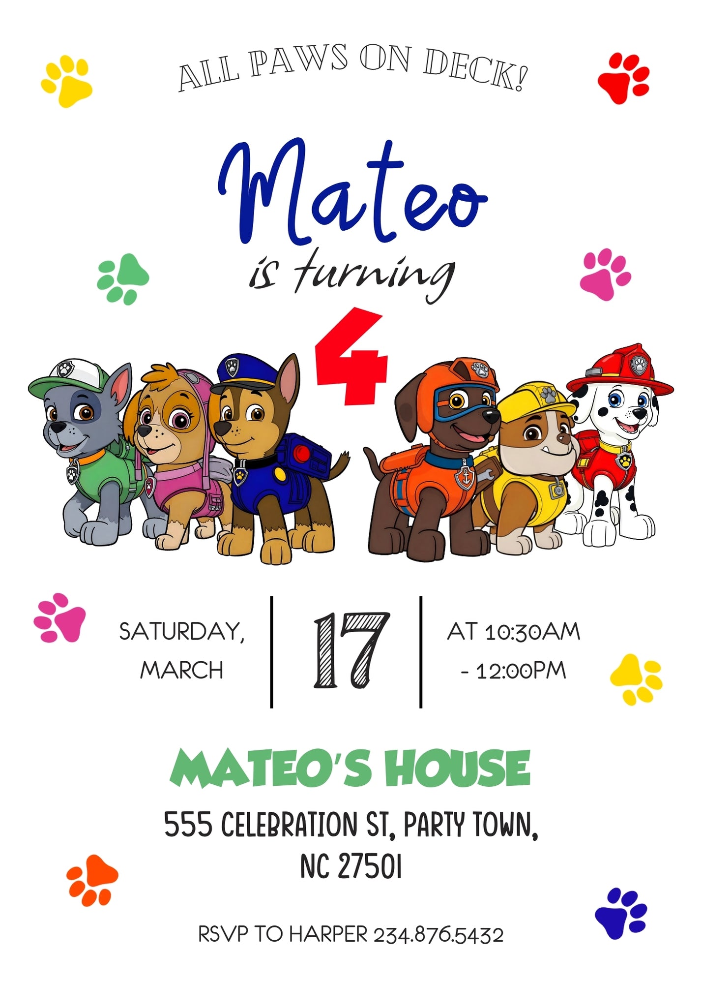 PAW Patrol customizable invitation template | Share or Print | XW947