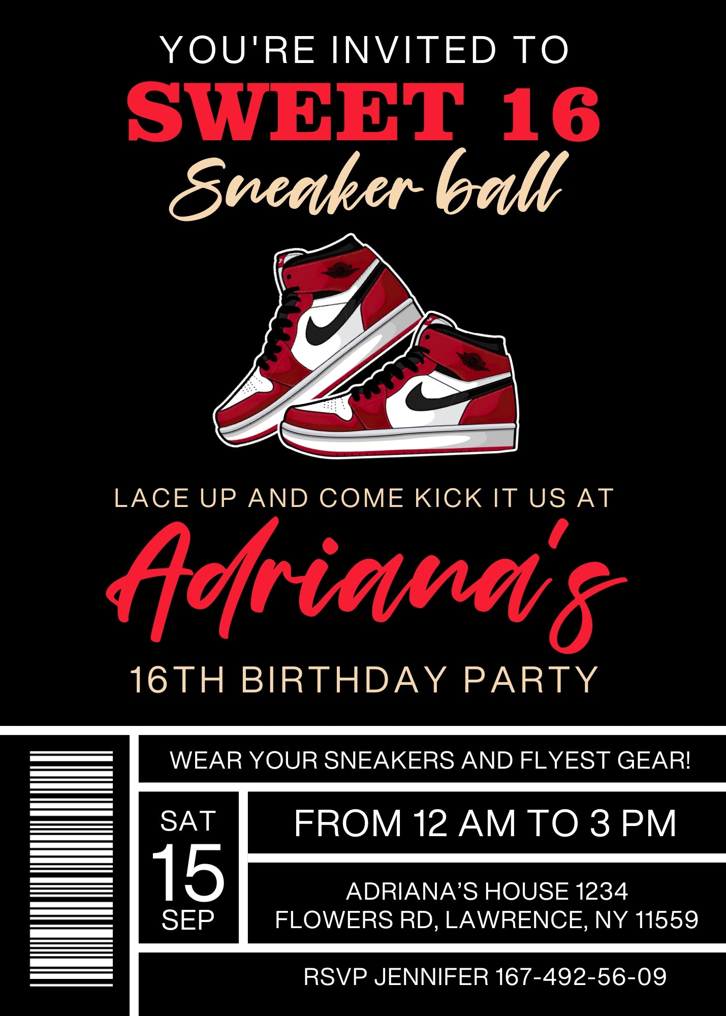 Sneaker Ball Air Jordan Nike customizable invitation template | Share or Print | TX641