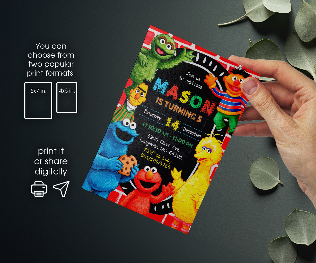 Sesame Street customizable invitation template | Share or Print | ML610