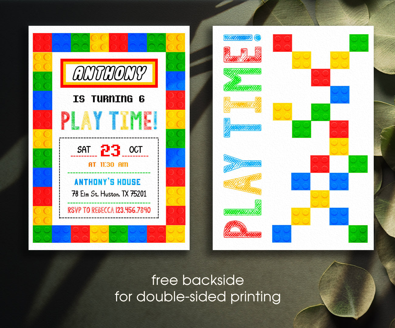 Lego customizable invitation template | Share or Print | PN682