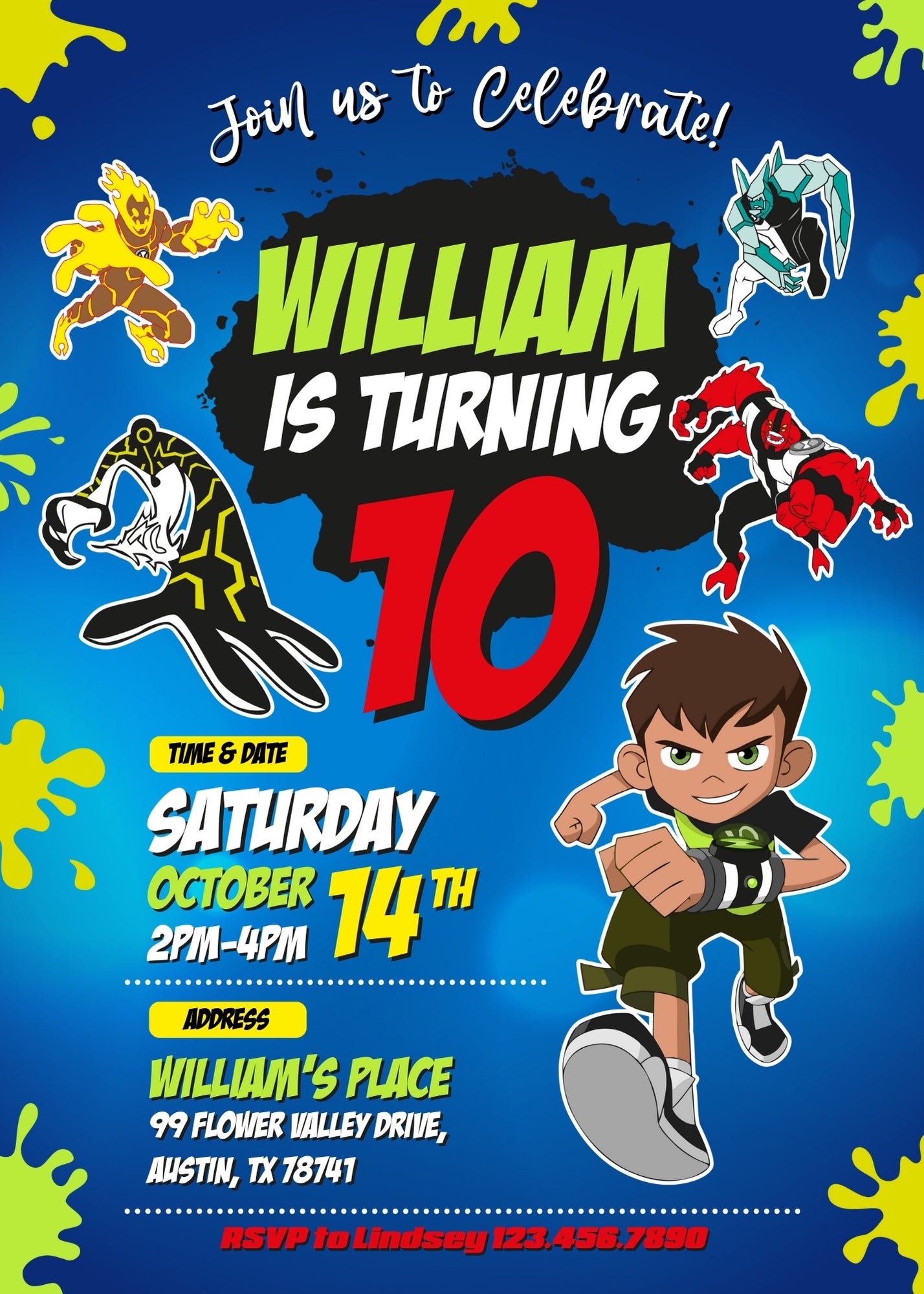 Ben 10 Alien Force customizable invitation template | Share or Print | boy | QF815