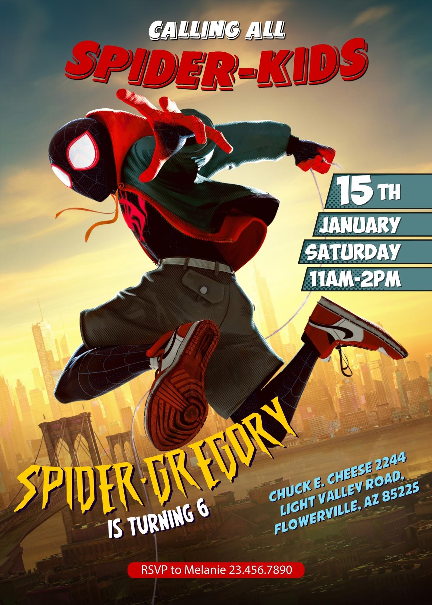 Spider Man Across the Spider-Verse customizable invitation template | Share or Print | boy | SV656