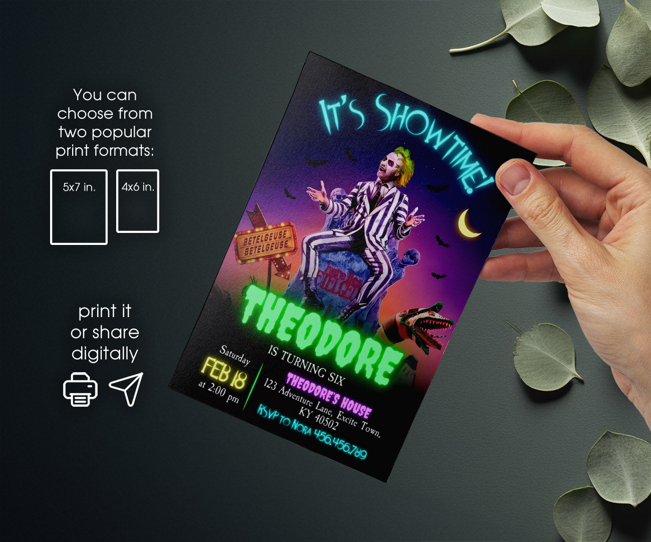 Beetlejuice Halloween customizable invitation template | Share or Print | AX257