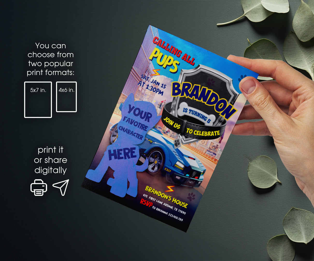 PAW Patrol customizable invitation template | Share or Print | RD172