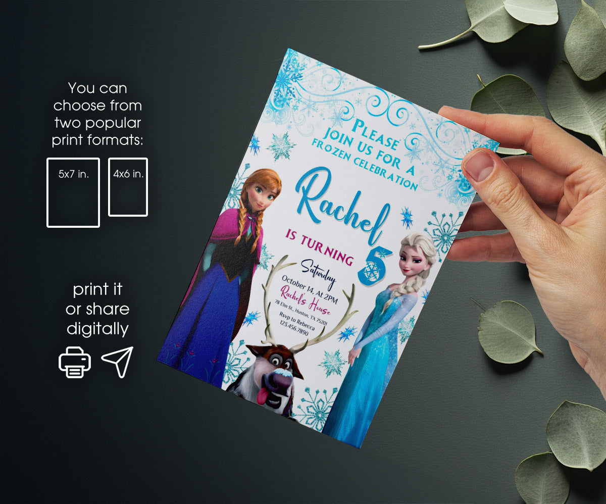 Frozen Elsa customizable invitation template | Share or Print | girl | HB585