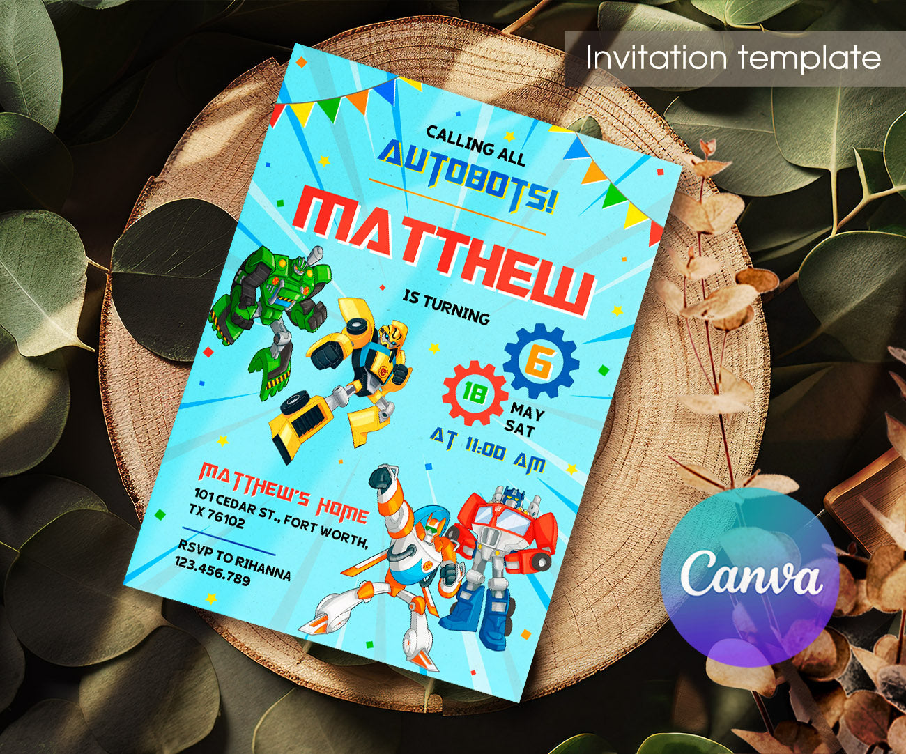 Transformers Rescue Bots customizable invitation template | Share or Print | boy | MZ248