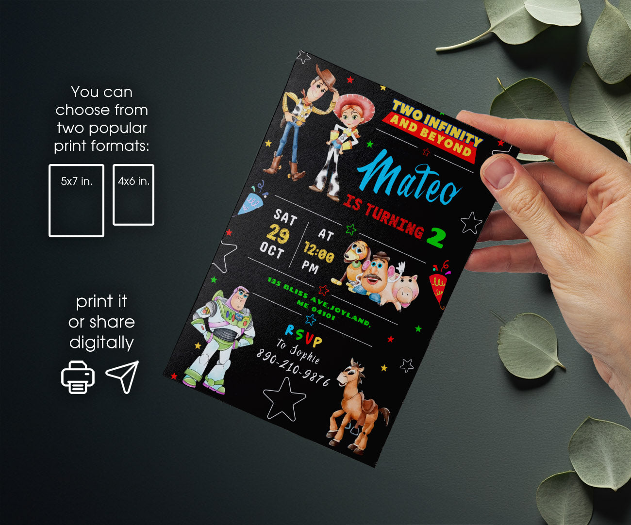 Toy Story Woody customizable invitation template | Share or Print | IS440