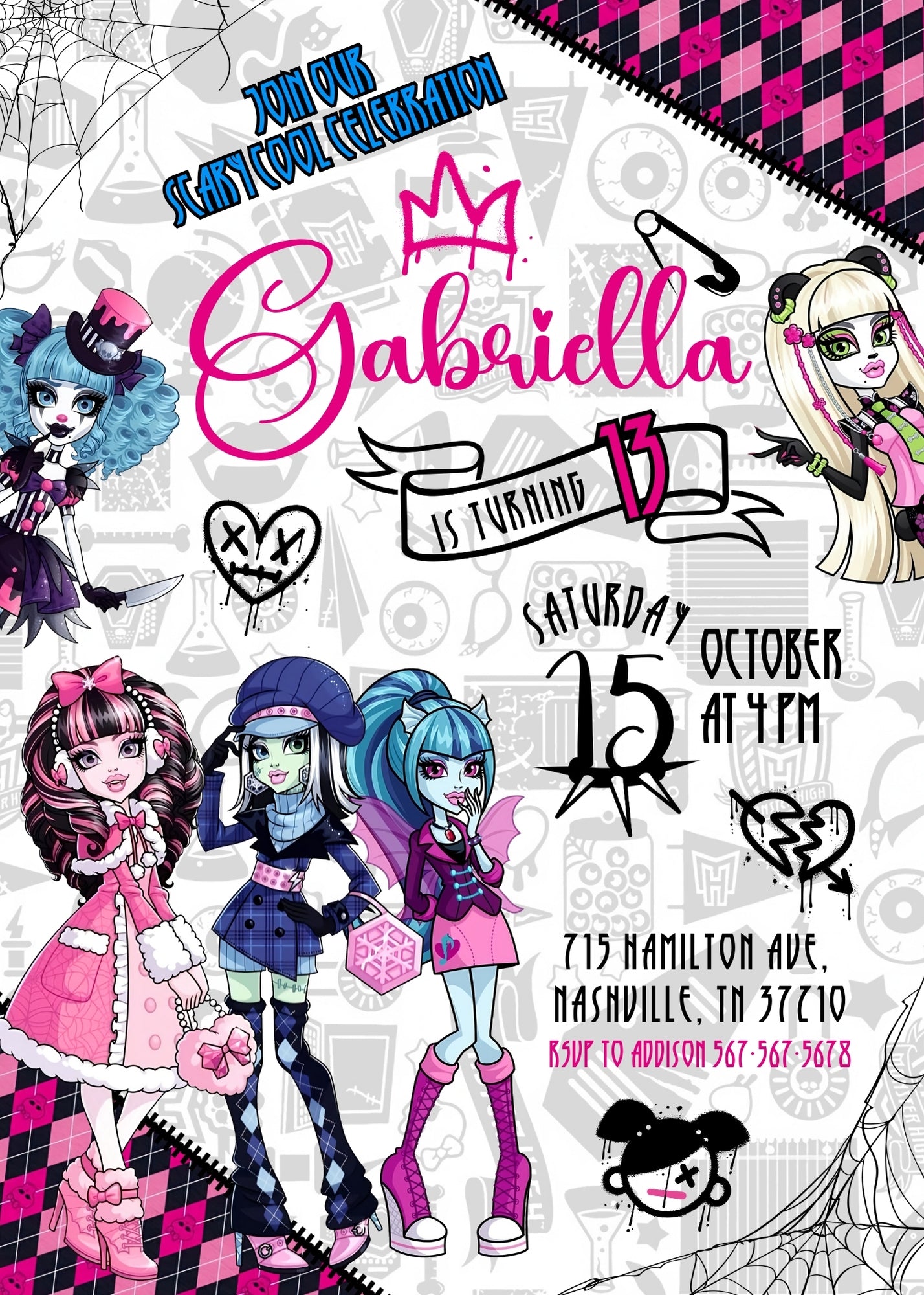 Monster High customizable invitation template | Share or Print | girl | AI111