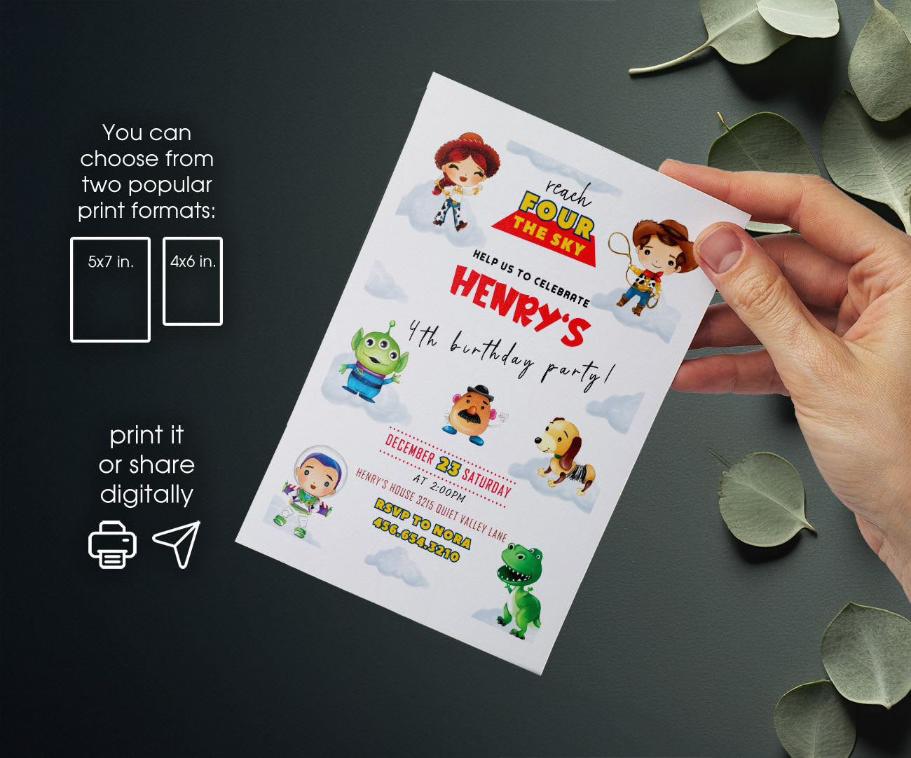 Toy Story Woody customizable invitation template | Share or Print | QZ673