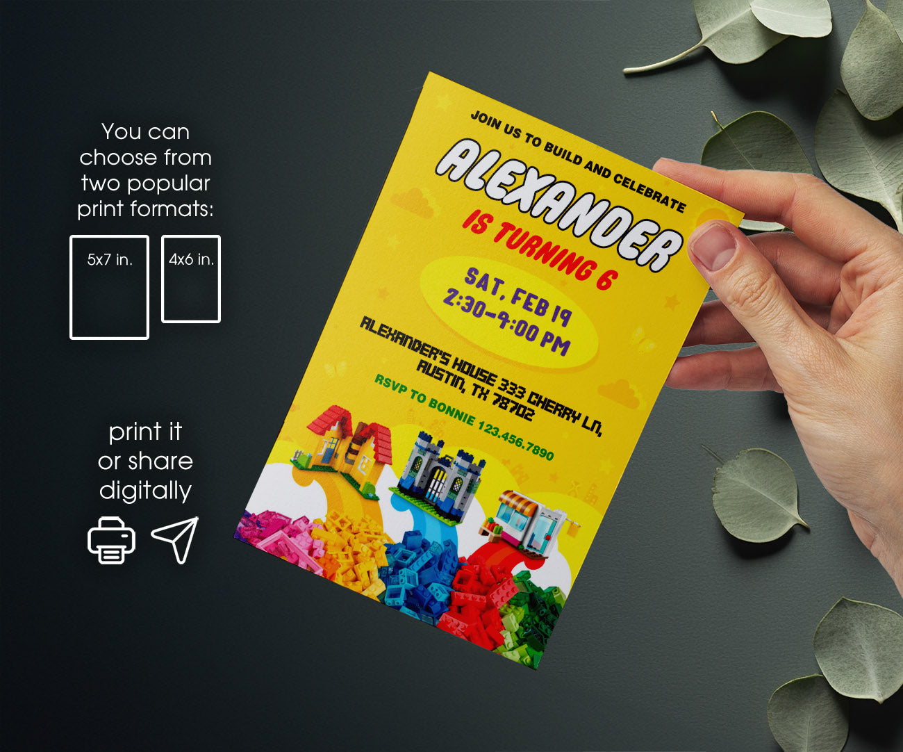 Lego customizable invitation template | Share or Print | YV418