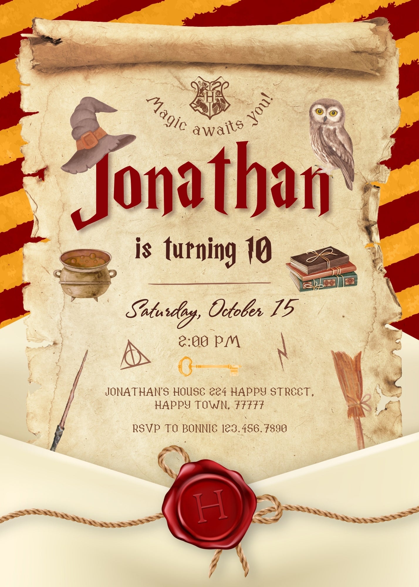 Harry Potter customizable invitation template | Share or Print | OR800