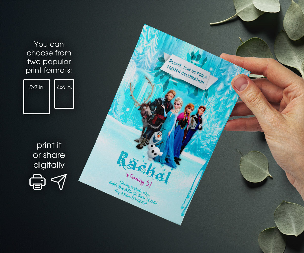 Frozen Elsa customizable invitation template | Share or Print | girl | GT221