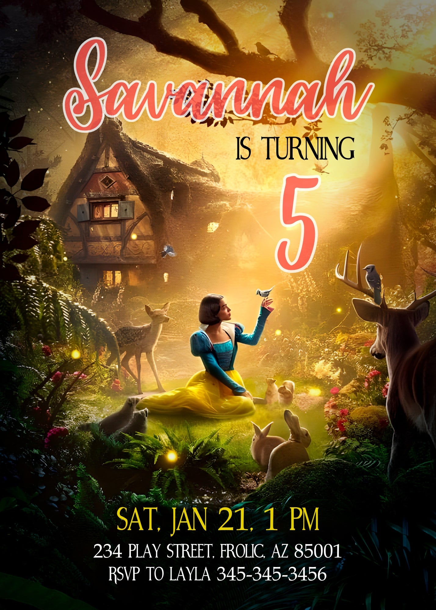 Snow White Musical Disney Princess customizable invitation template | Share or Print | IN275