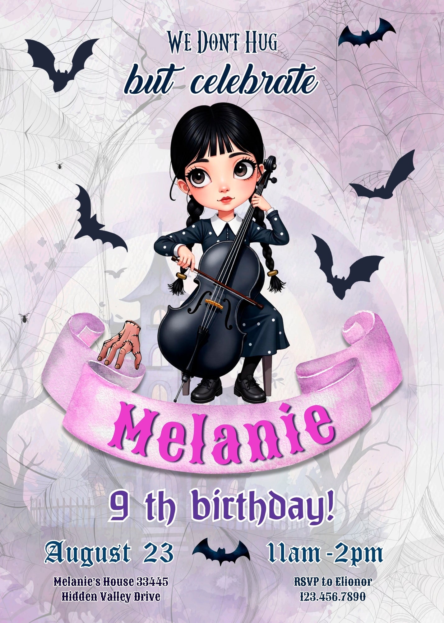 Wednesday Addams customizable invitation template | Share or Print | girl | FC491