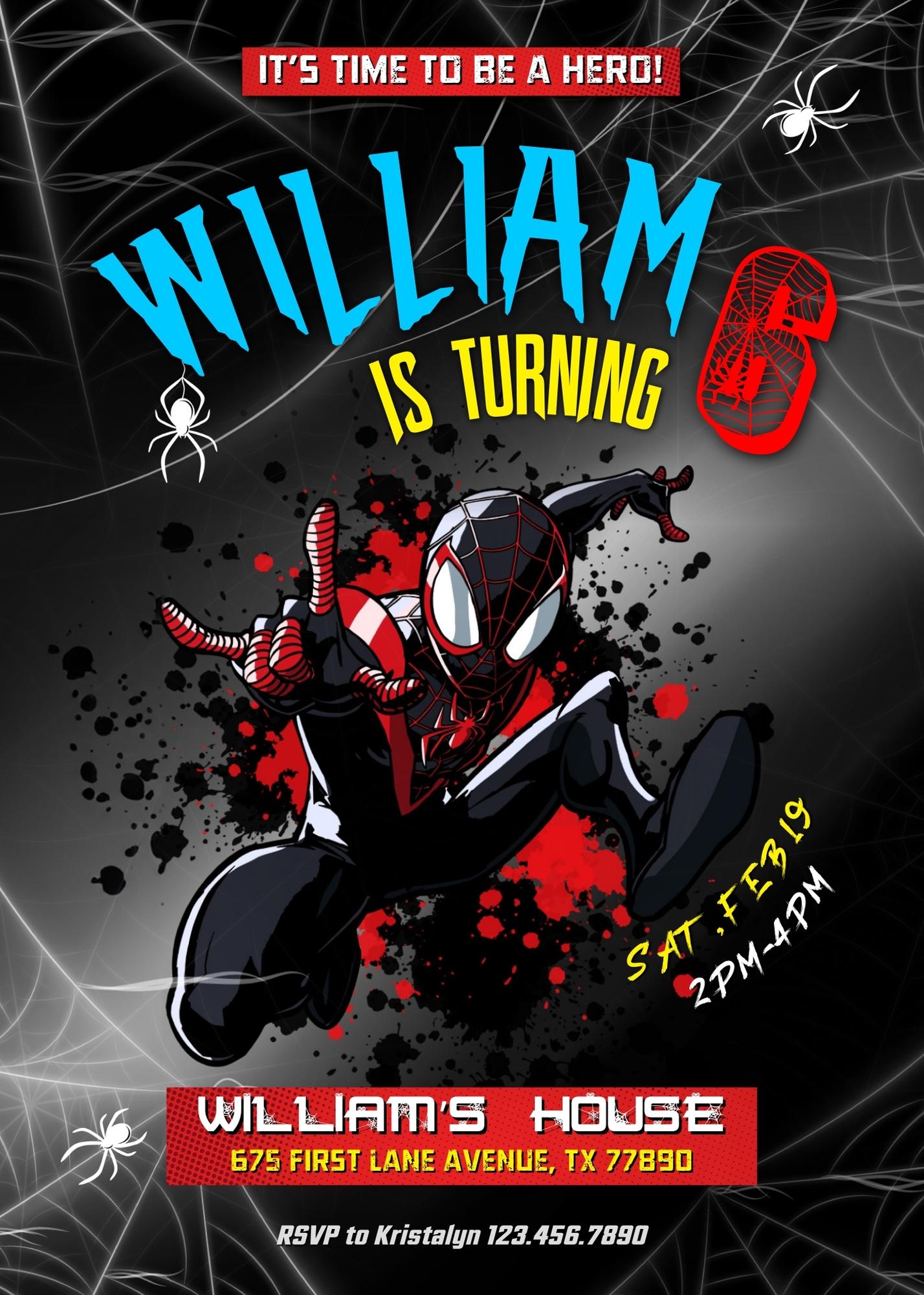Spider Man Across the Spider-Verse customizable invitation template | Share or Print | boy | VI527