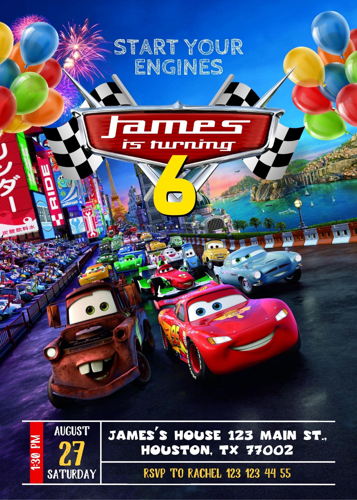 Cars Lightning McQueen customizable invitation template | Share or Print | boy | IT600