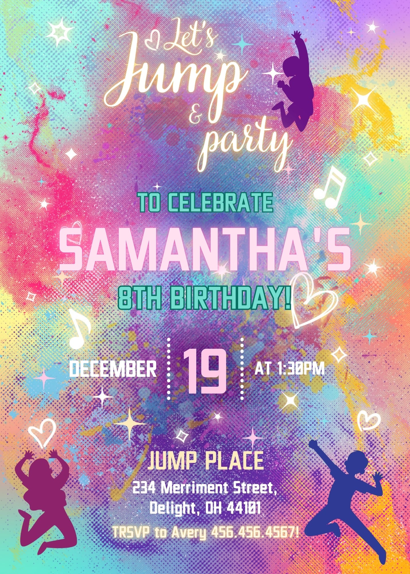 Trampoline Jump Party customizable invitation template | Share or Print | IZ695