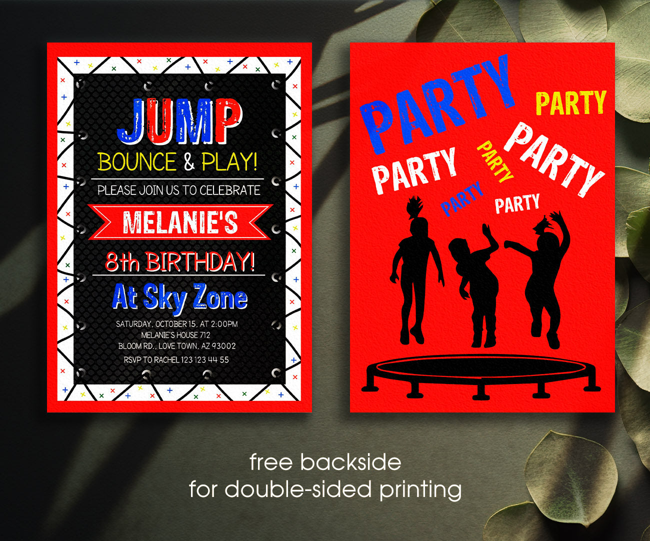 Trampoline Jump Party customizable invitation template | Share or Print | XT102