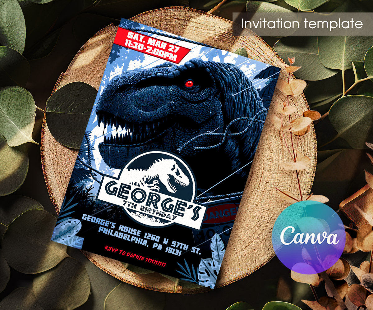 Jurassic World Dinosaur customizable invitation template | Share or Print | BK822