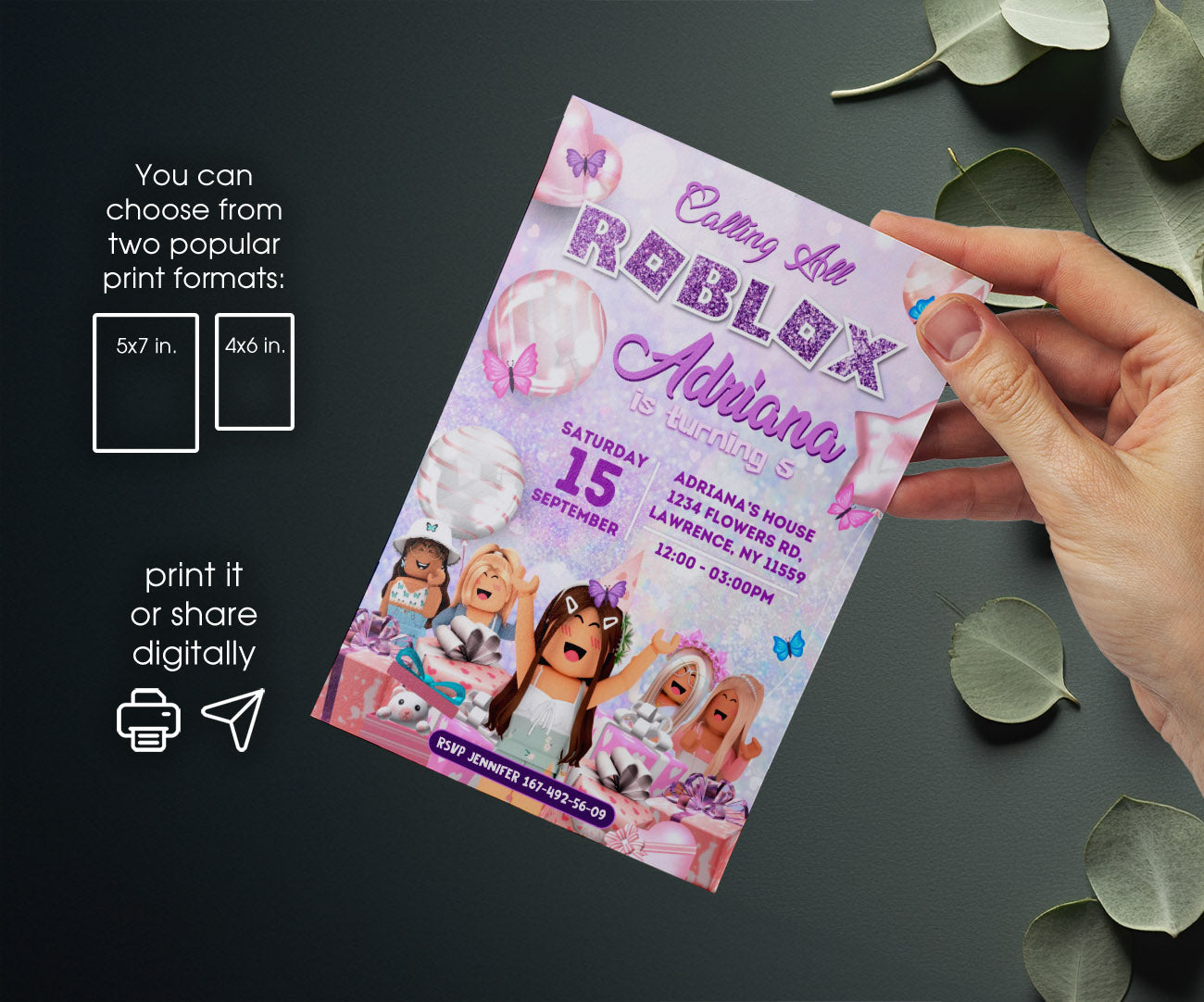 Roblox Gamer customizable invitation template | Share or Print | TP396