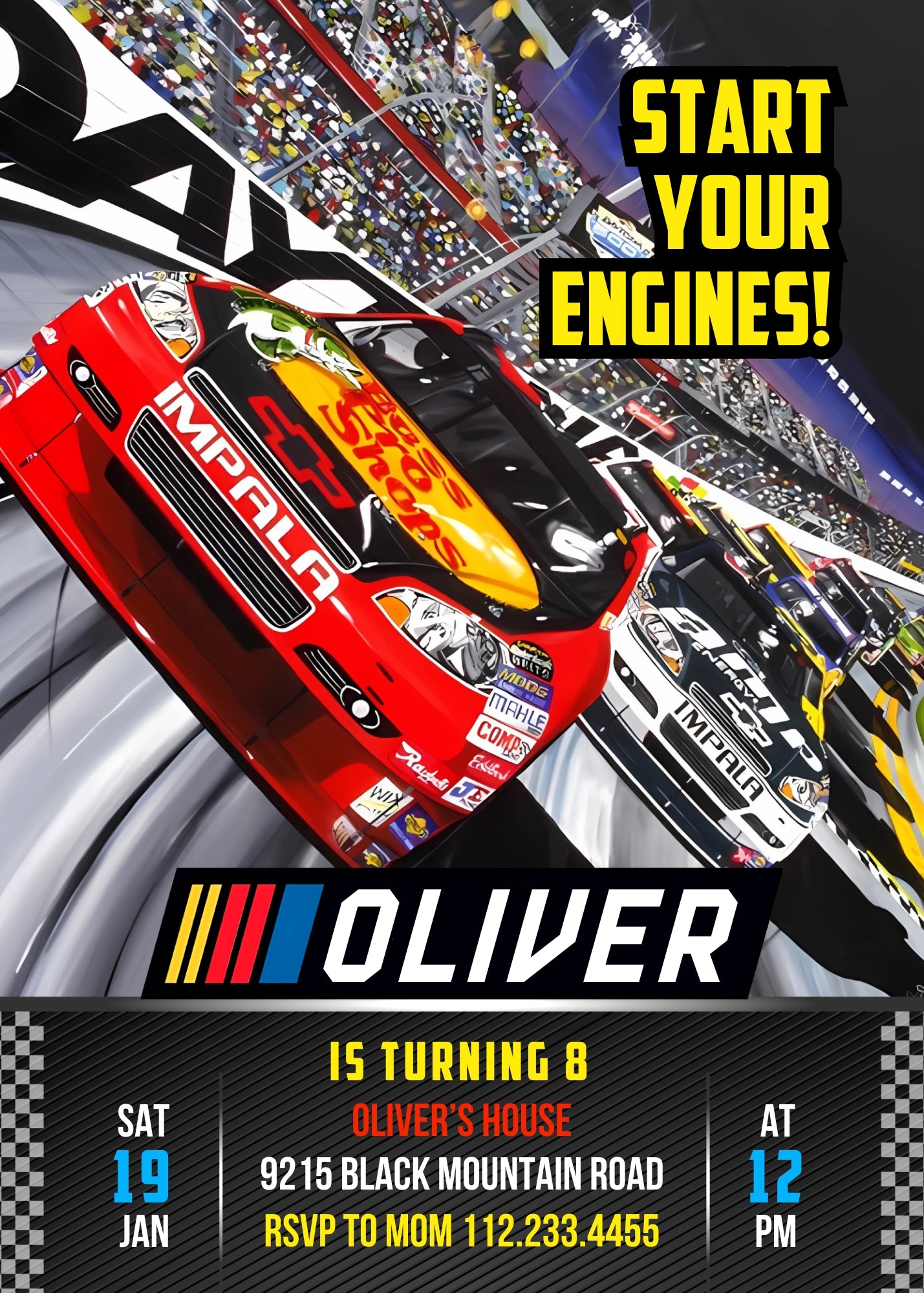 Nascar Ricky Bobby customizable invitation template | Share or Print | boy | EE441
