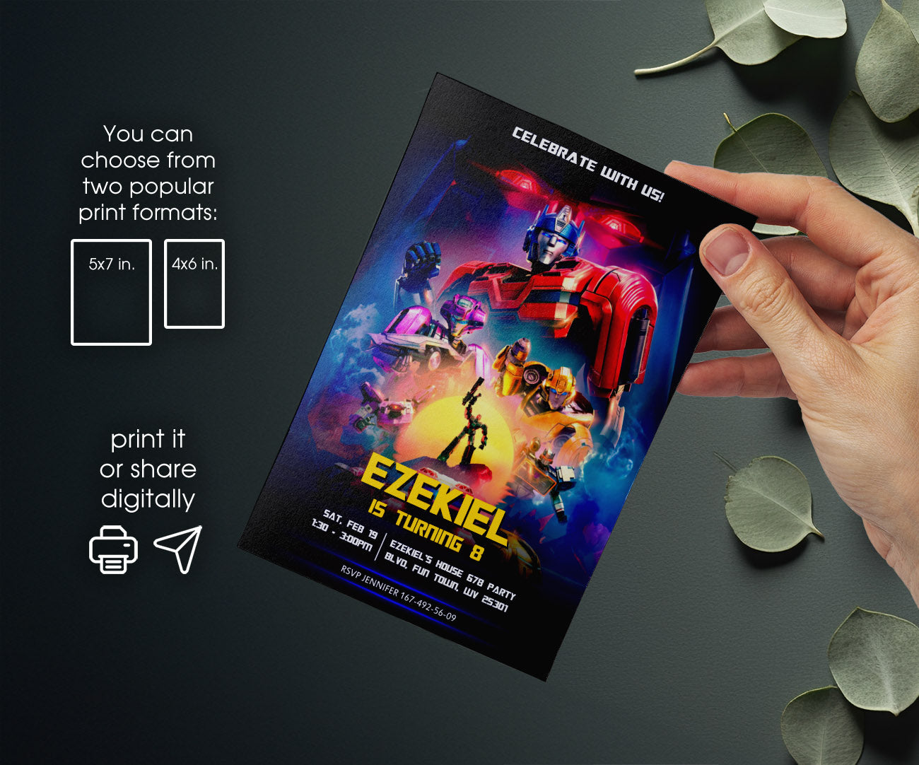 Transformers One Rescue Bots customizable invitation template | Share or Print | boy | OV758