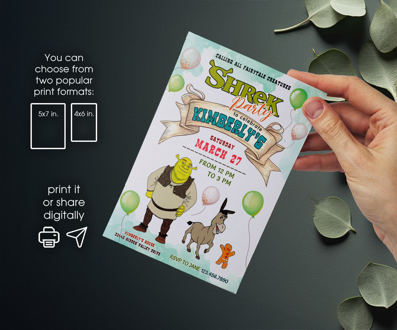 Shrek customizable invitation template | Share or Print | YF846