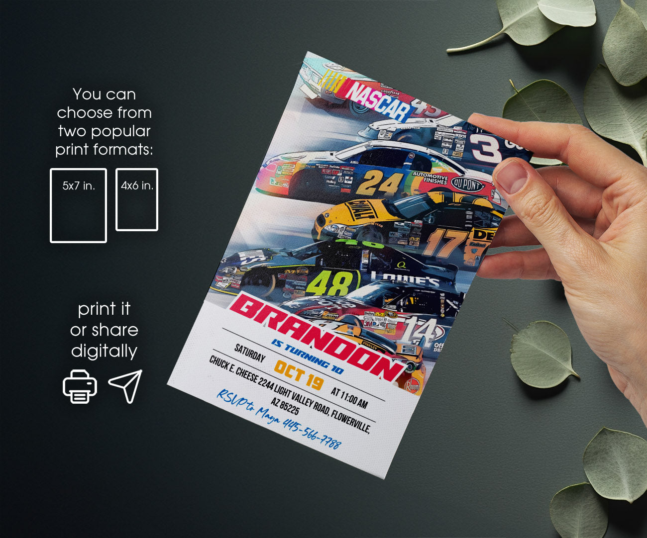 Nascar Racing Ricky Bobby customizable invitation template | Share or Print | boy | WU531