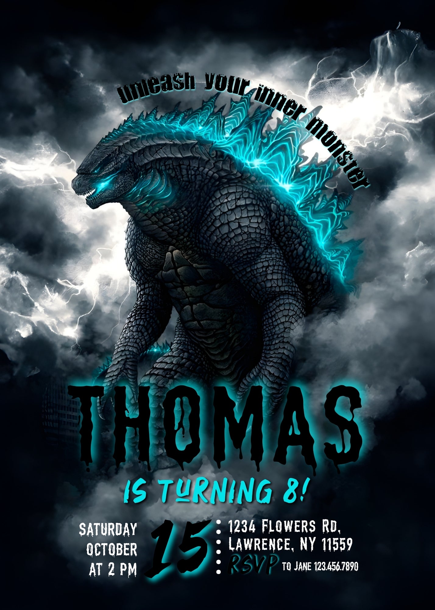 Godzilla and King Kong customizable invitation template | Share or Print | XL616