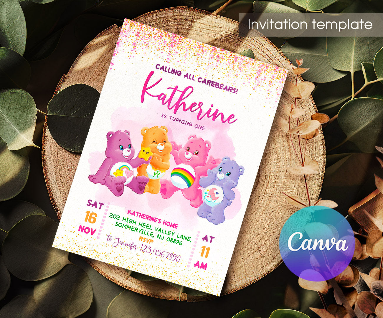 Care Bears customizable invitation template | Share or Print | JG412