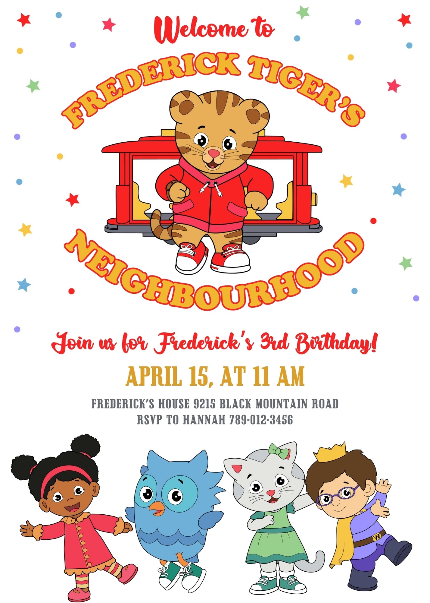 Daniel Tiger's Neighborhood customizable invitation template | Share or Print | XJ184