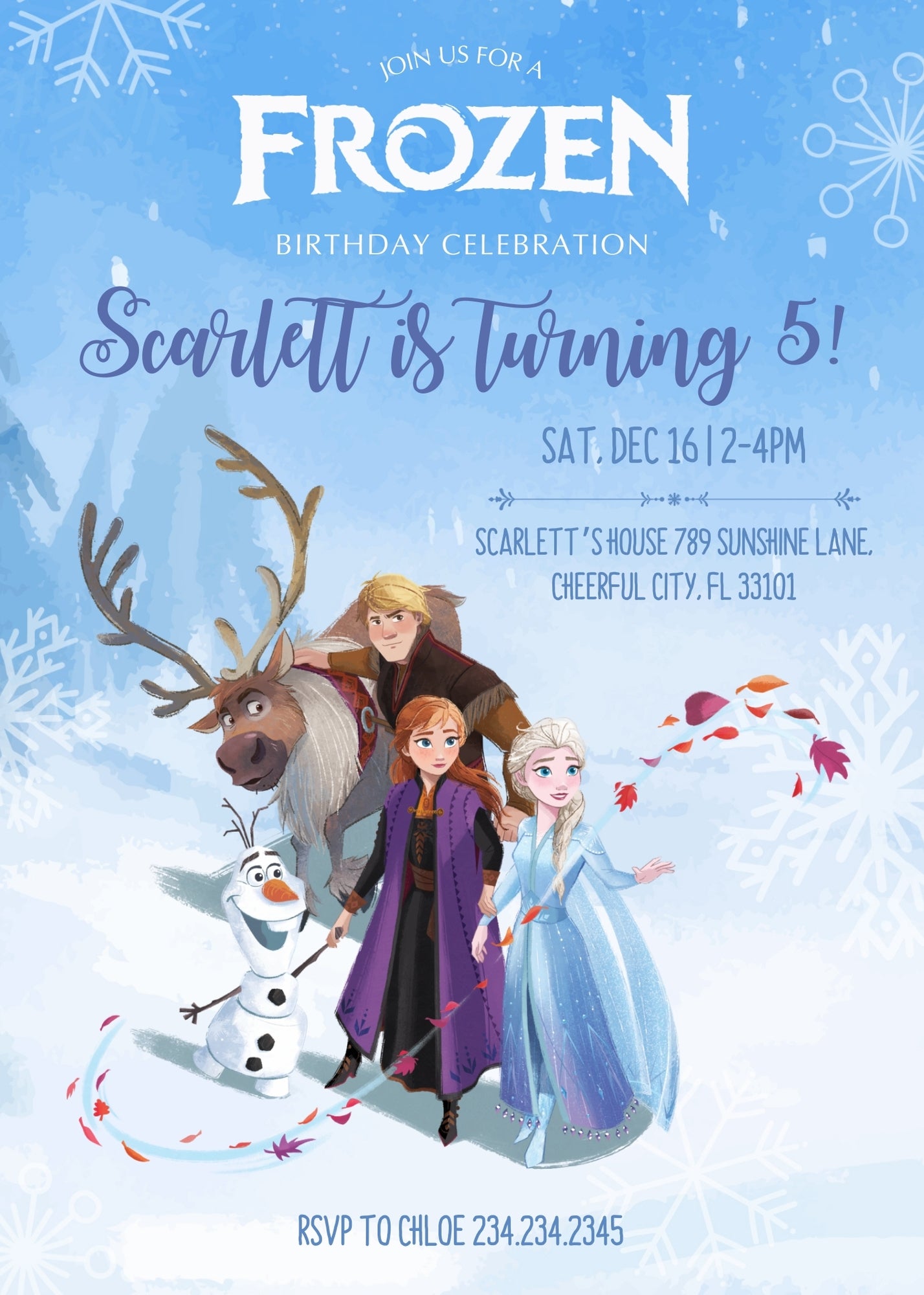 Frozen Elsa customizable invitation template | Share or Print | girl | TW282