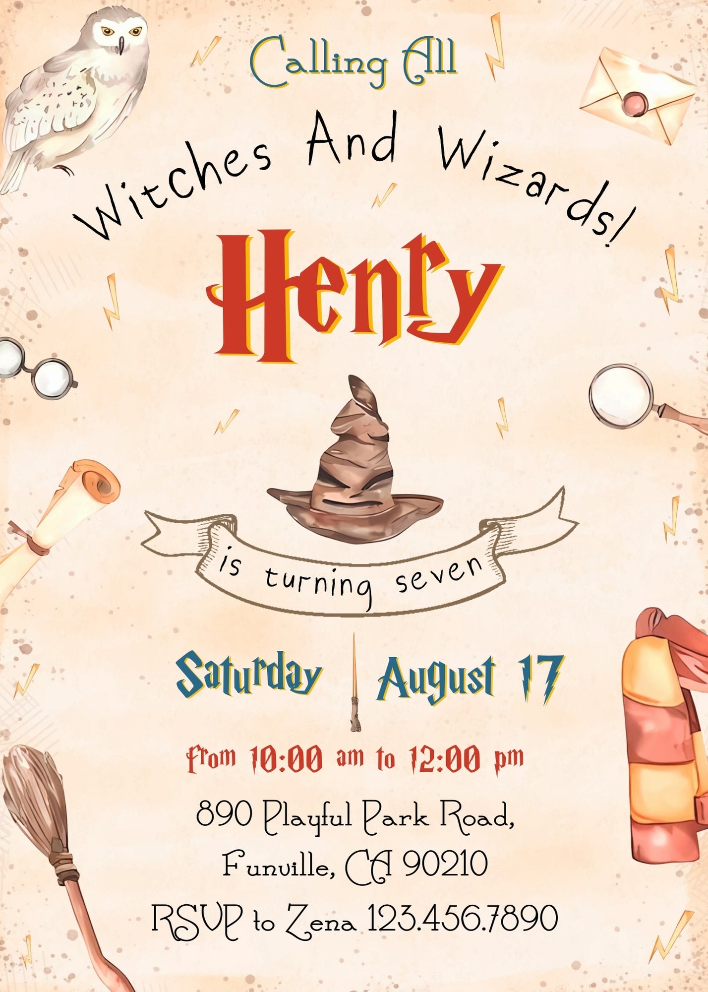 Harry Potter customizable invitation template | Share or Print | UH207