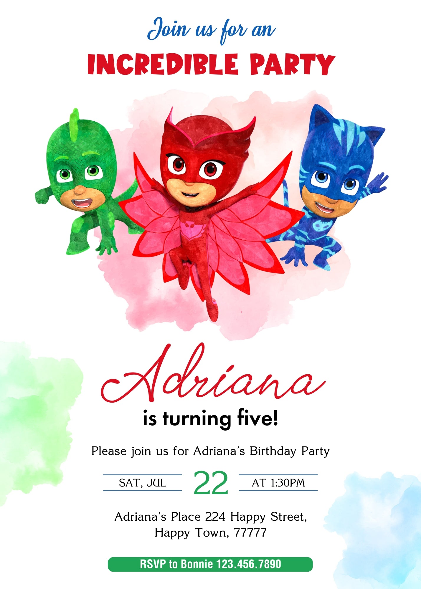 PJ Masks customizable invitation template | Share or Print | SW719