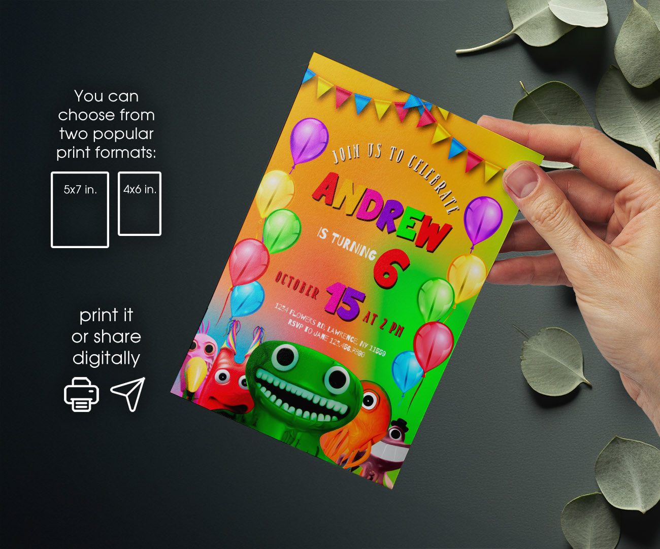 Garten of Banban Gamer customizable invitation template | Share or Print | JI880