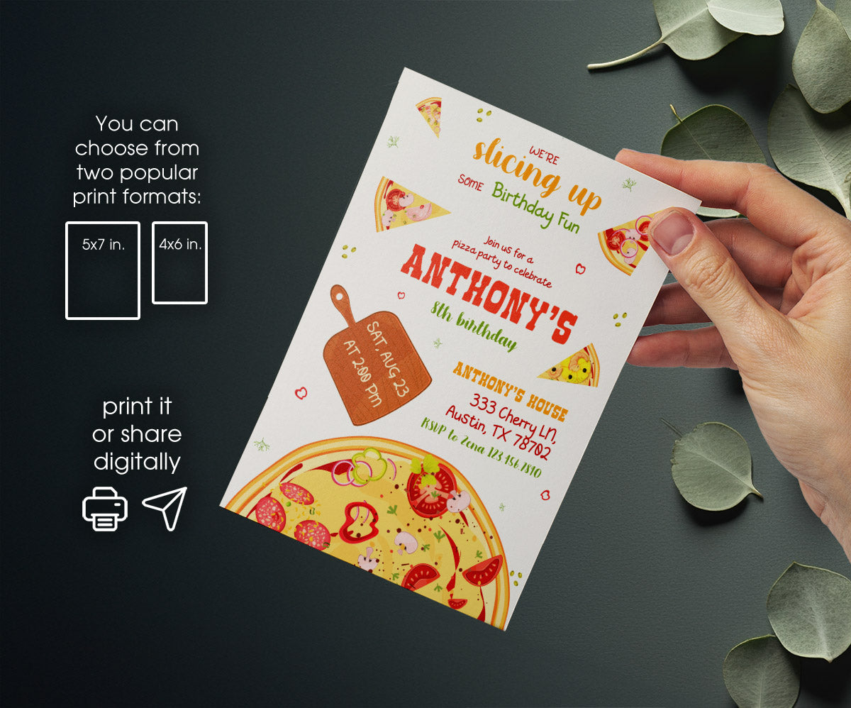 Pizza Party customizable invitation template | Share or Print | LG513