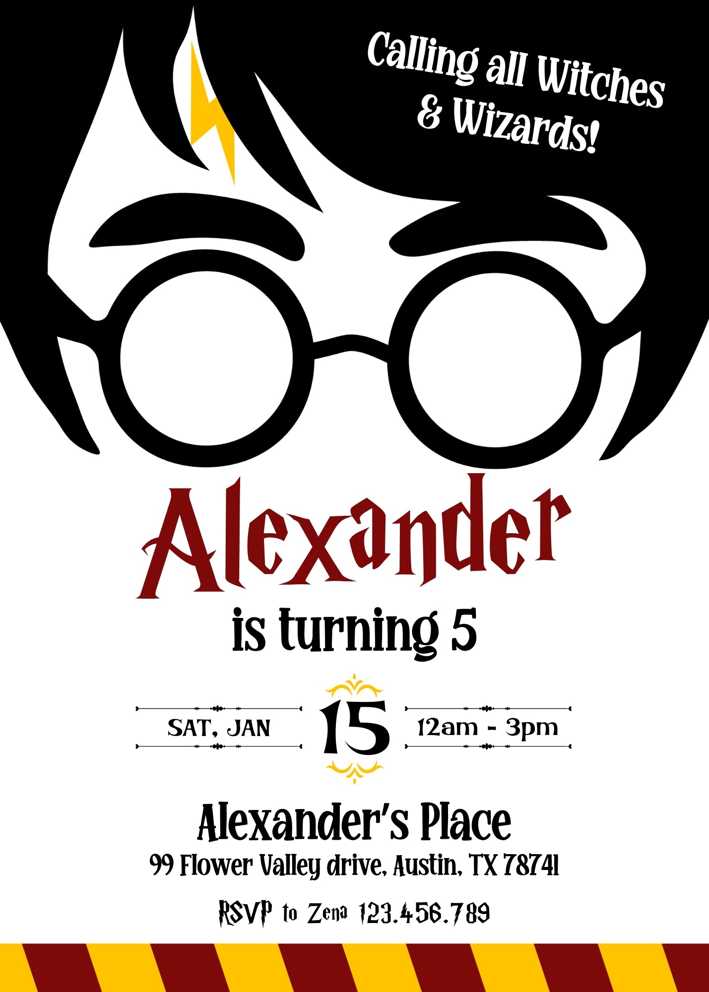 Harry Potter customizable invitation template | Share or Print | TE084