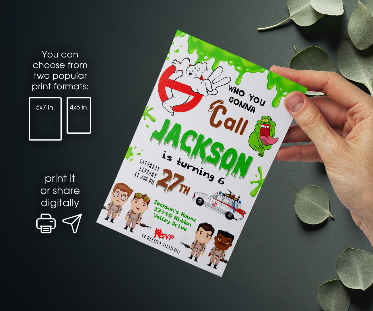 Ghostbusters customizable invitation template | Share or Print | WA920