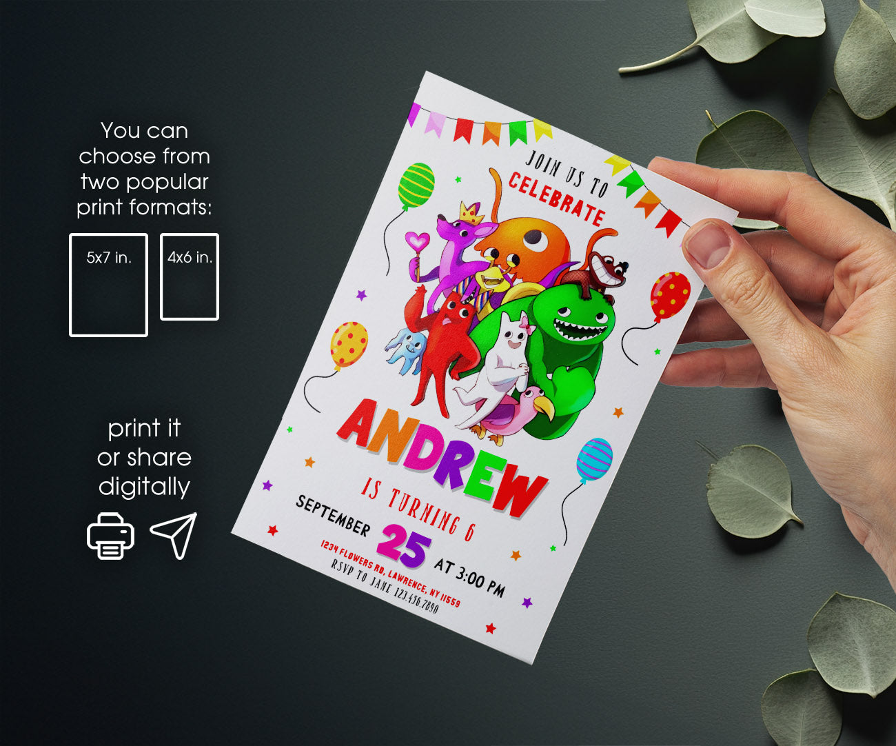 Garten of Banban Gamer customizable invitation template | Share or Print | BV920