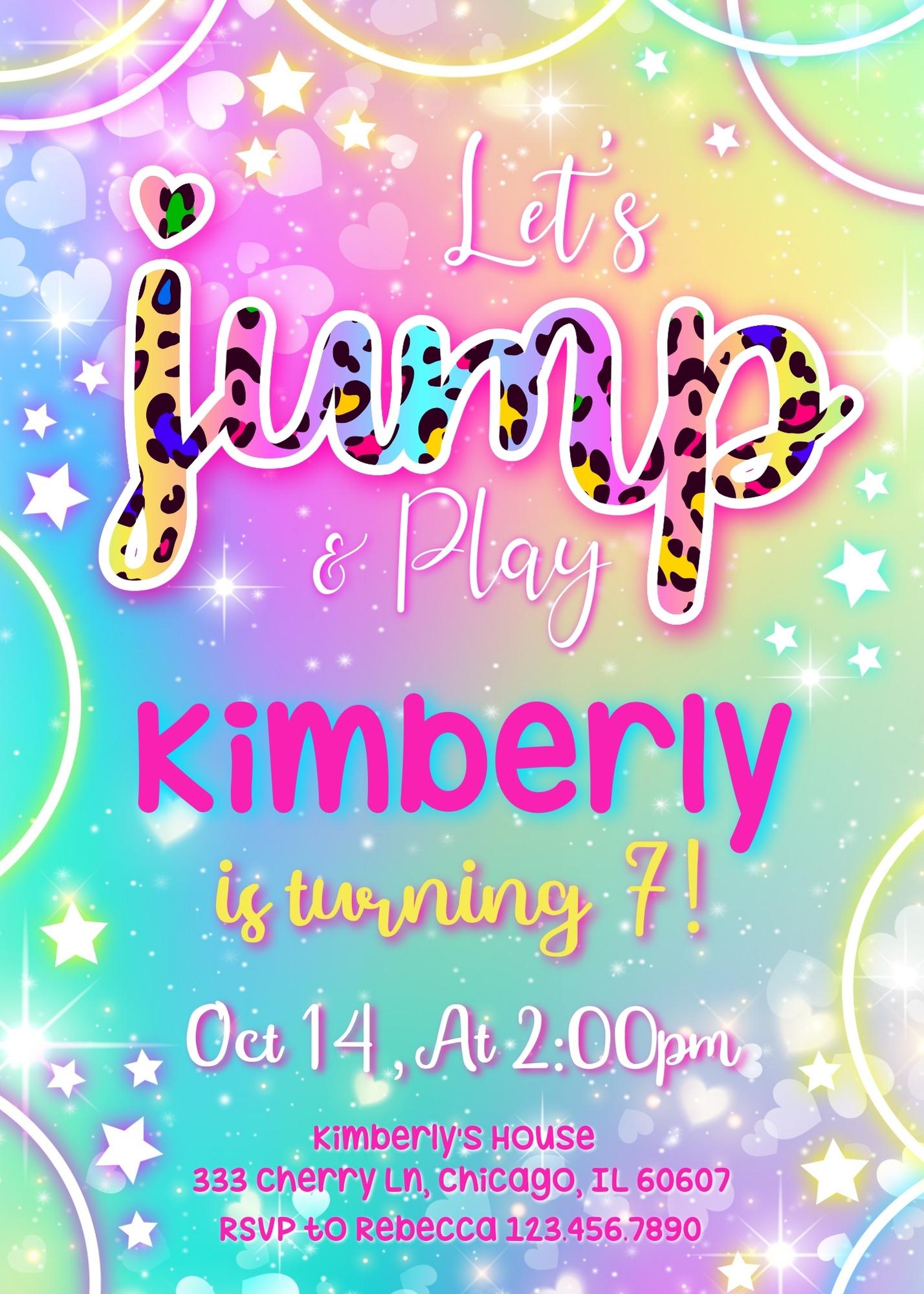 Trampoline Jump Party customizable invitation template | Share or Print | QF269