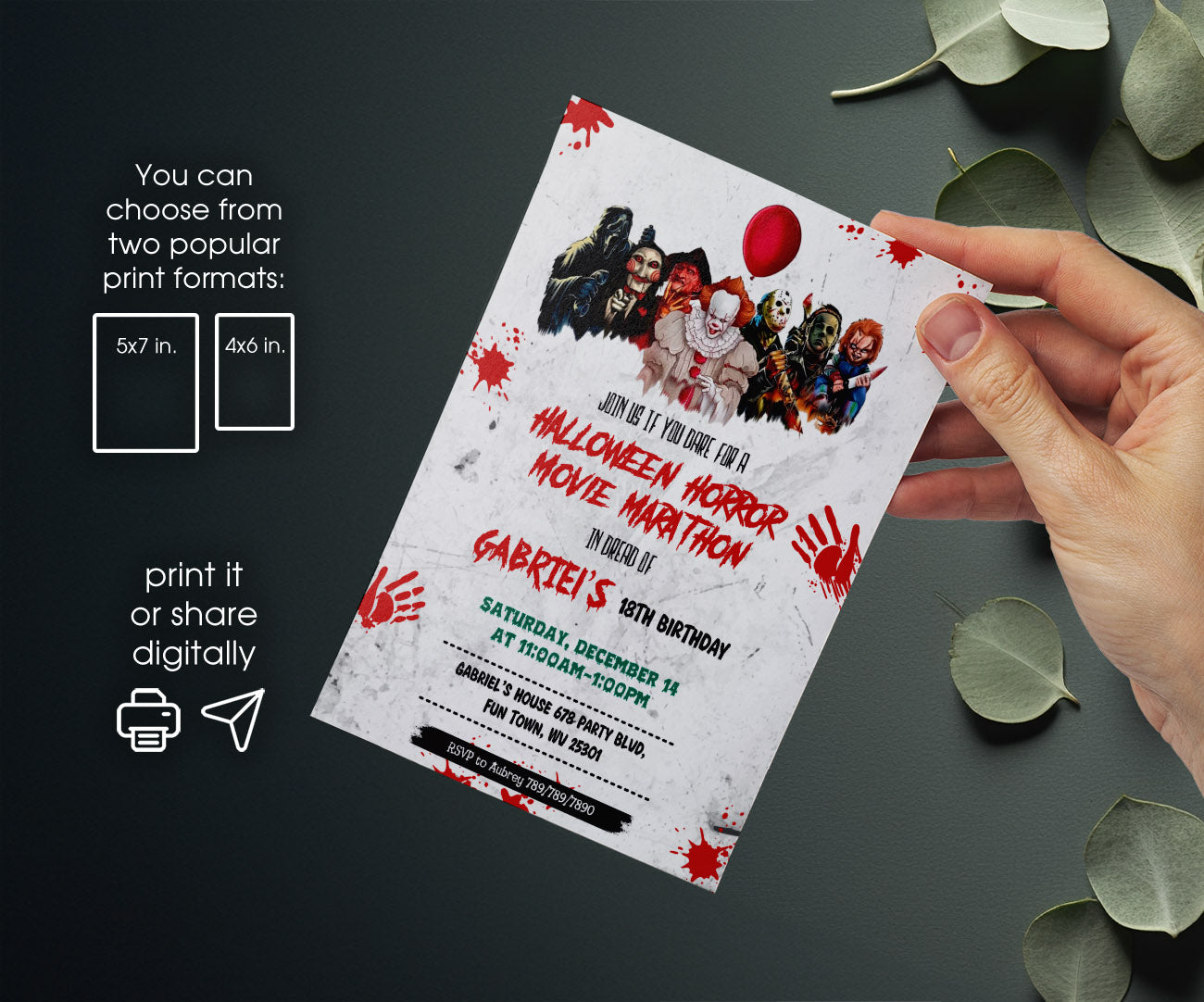 Horror Killer Movie Party customizable invitation template | Share or Print | UQ425