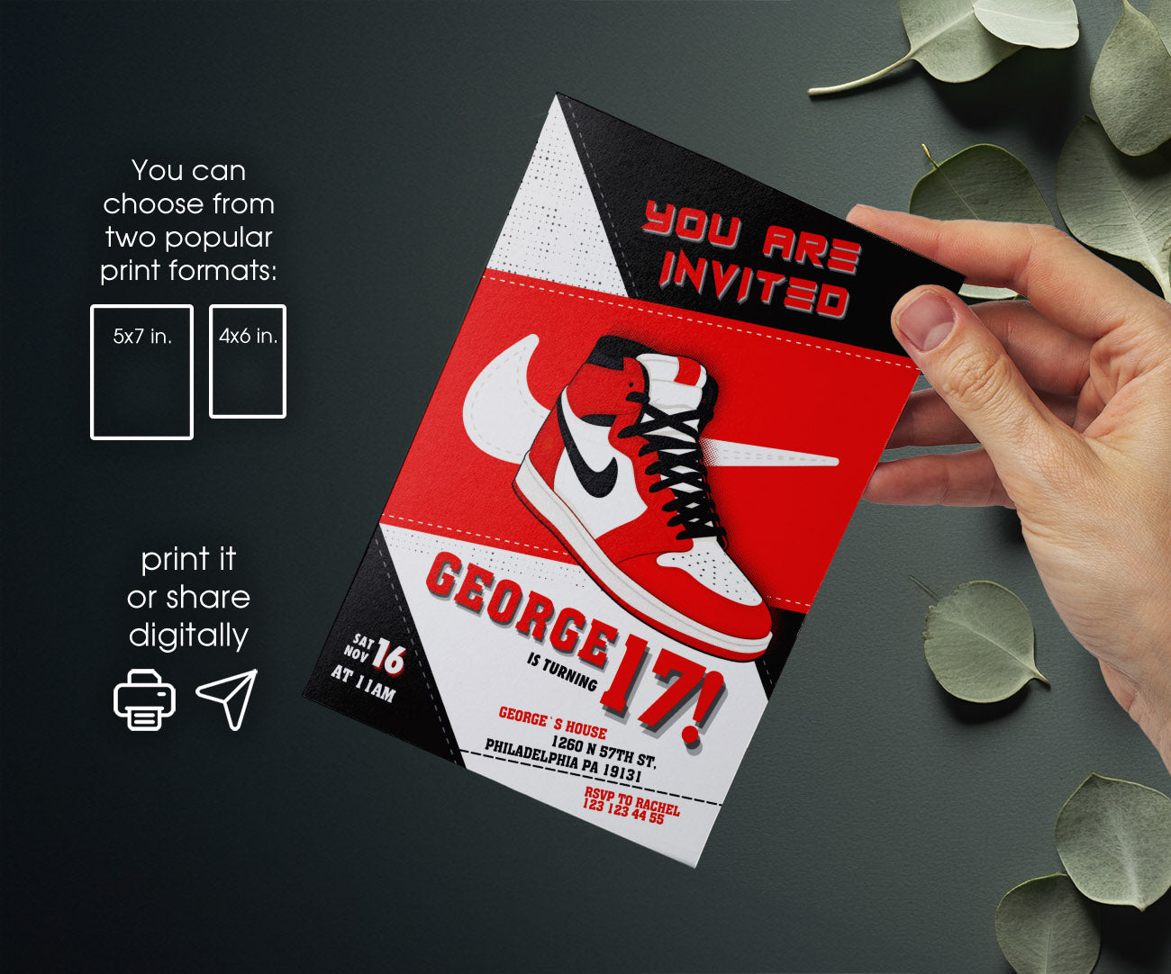 Sneaker Ball Air Jordan Nike customizable invitation template | Share or Print | FO759