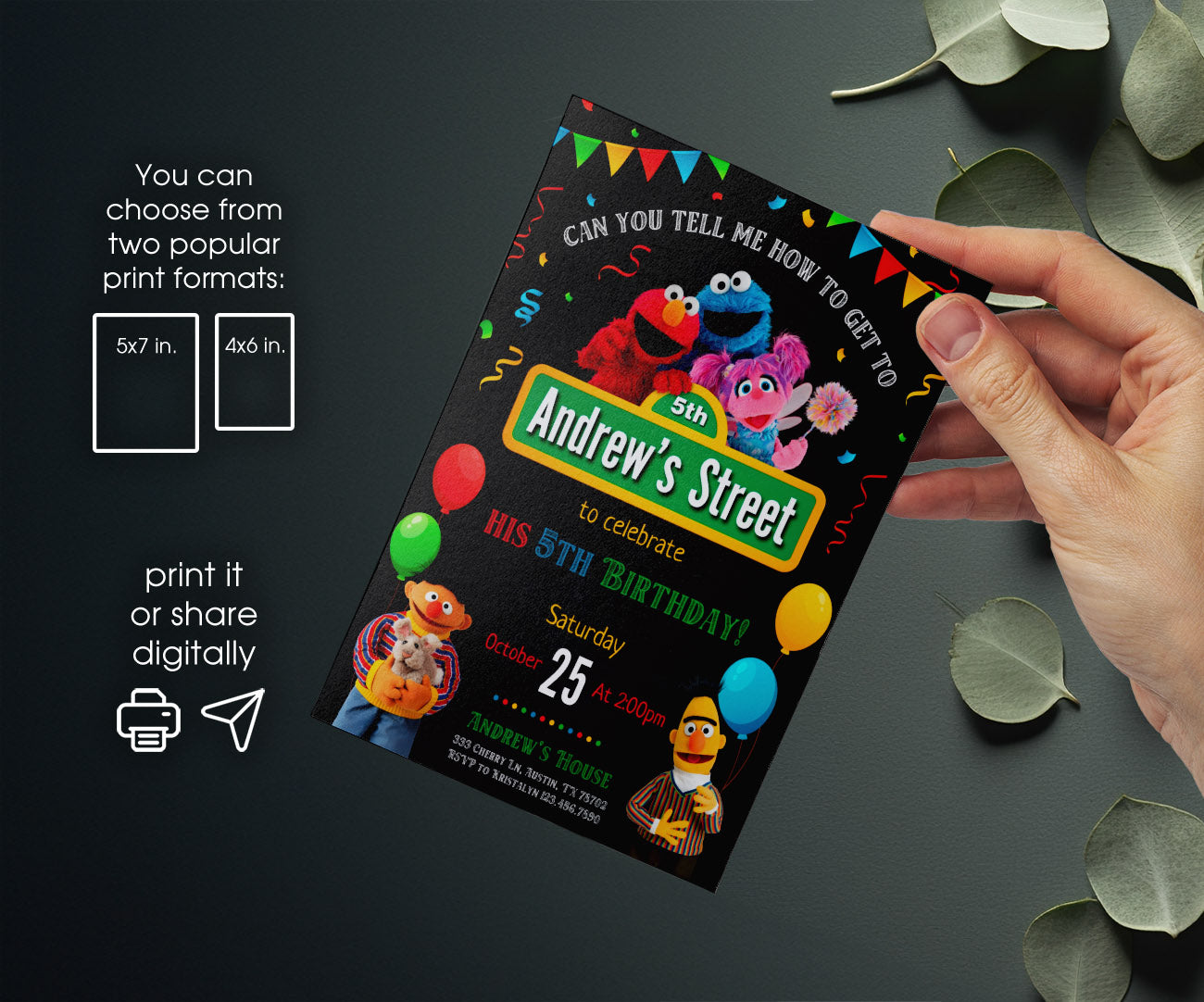 Sesame Street customizable invitation template | Share or Print | IA535