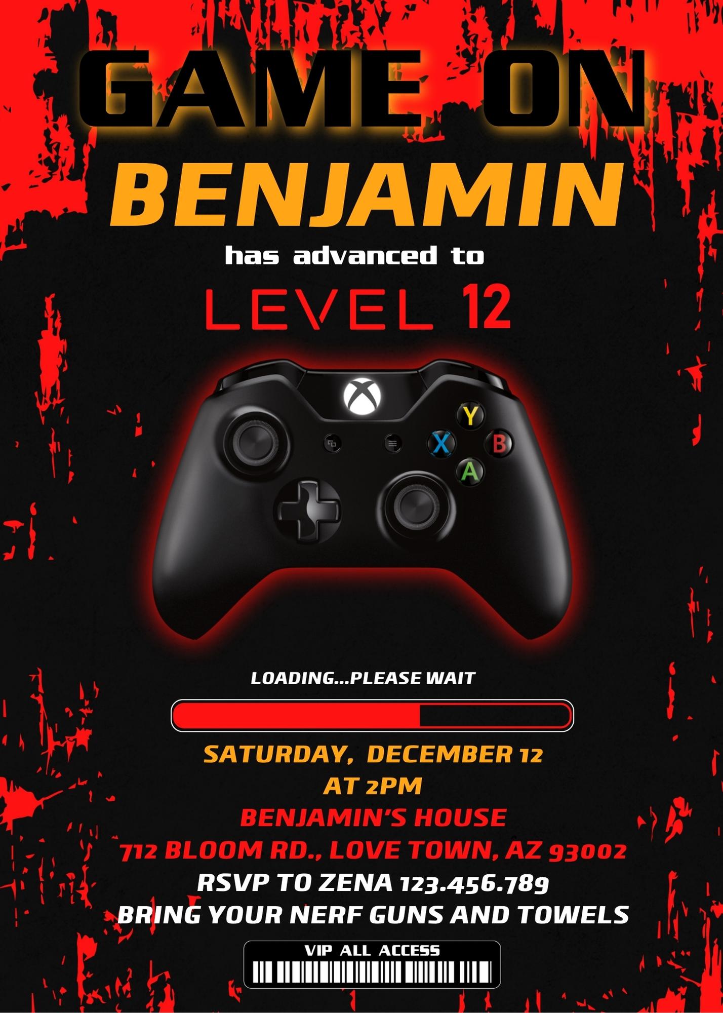 Gamer Party customizable invitation template | Share or Print | boy | IX820
