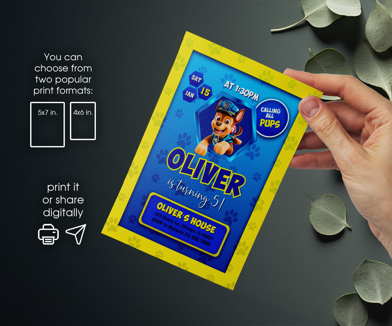 PAW Patrol customizable invitation template | Share or Print | WG461